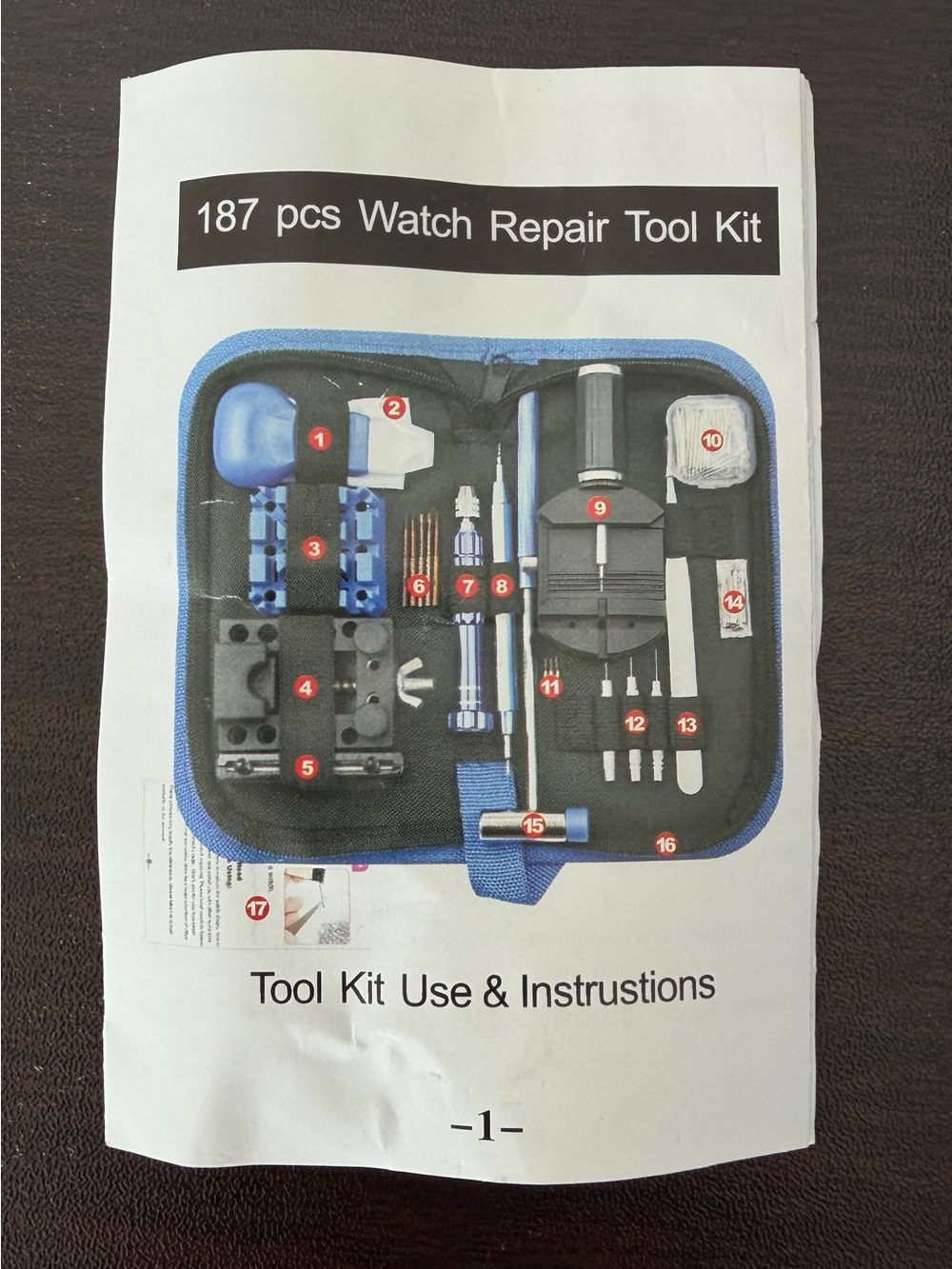 187 pcs Watch Repair Tool Kit - Blue Case